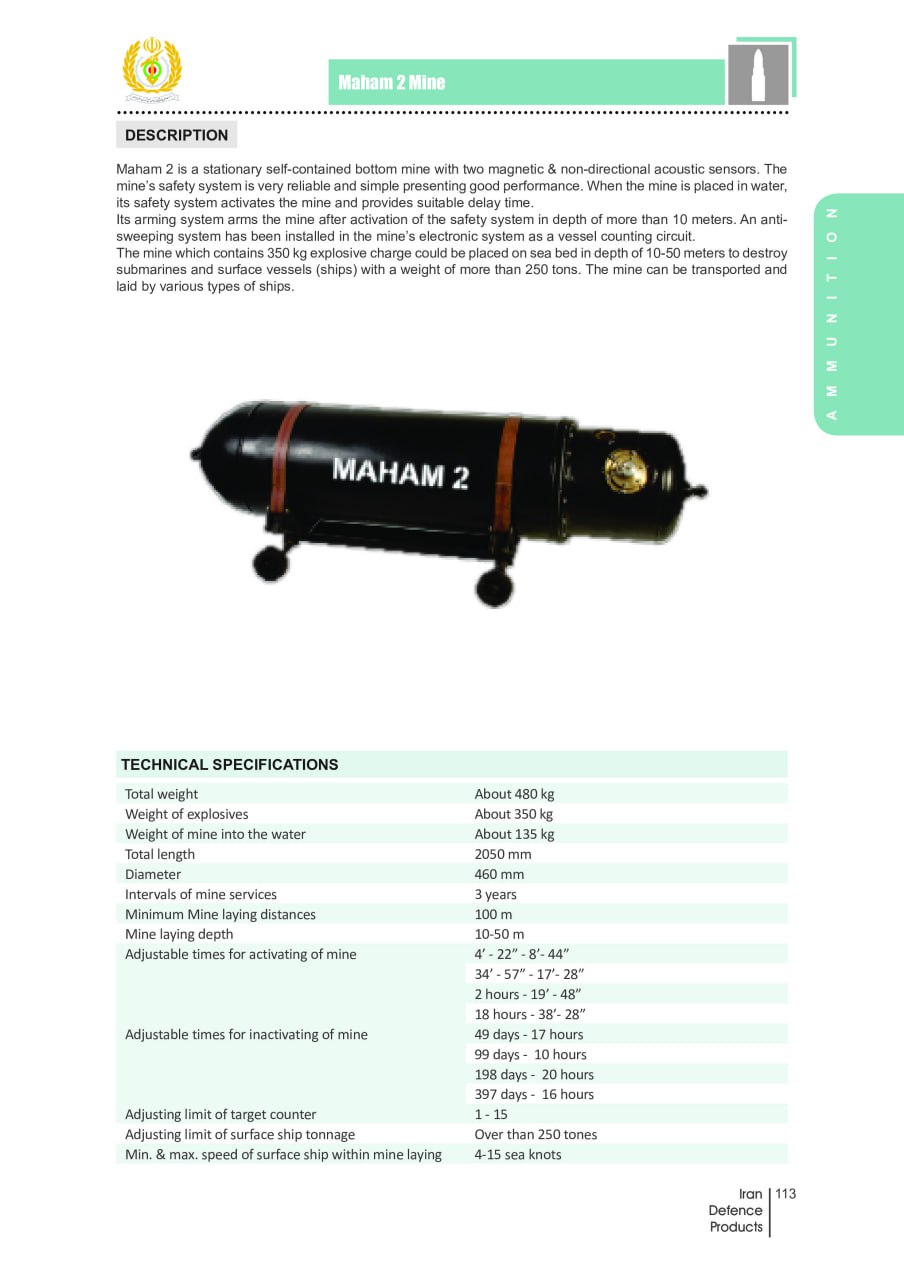 Maham 2 Bottom Mine: Shallow Water Acoustic Magnetic Fuse Details