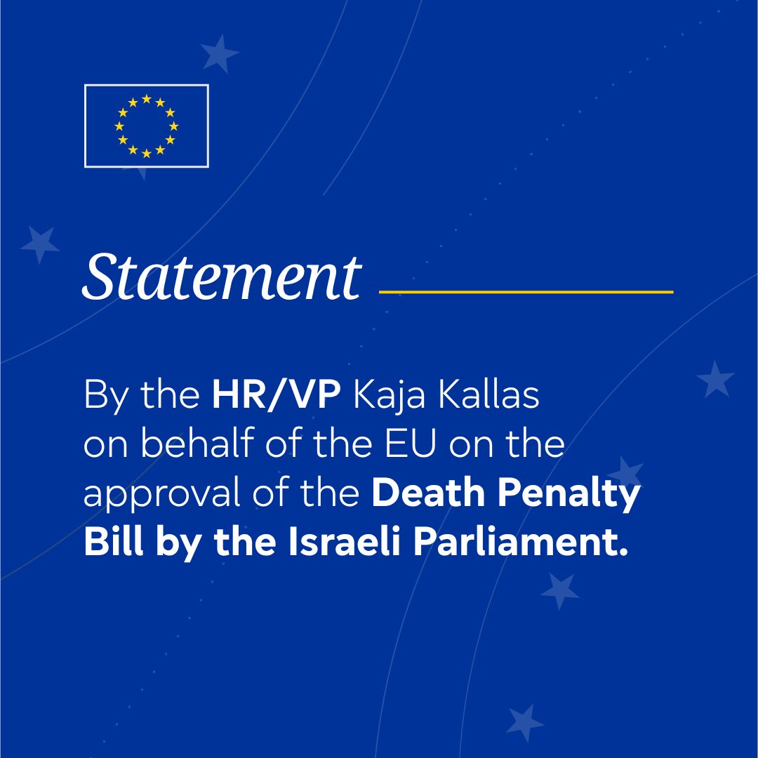 EU Condemns Israel’s Death Penalty Bill as Discriminatory Regression