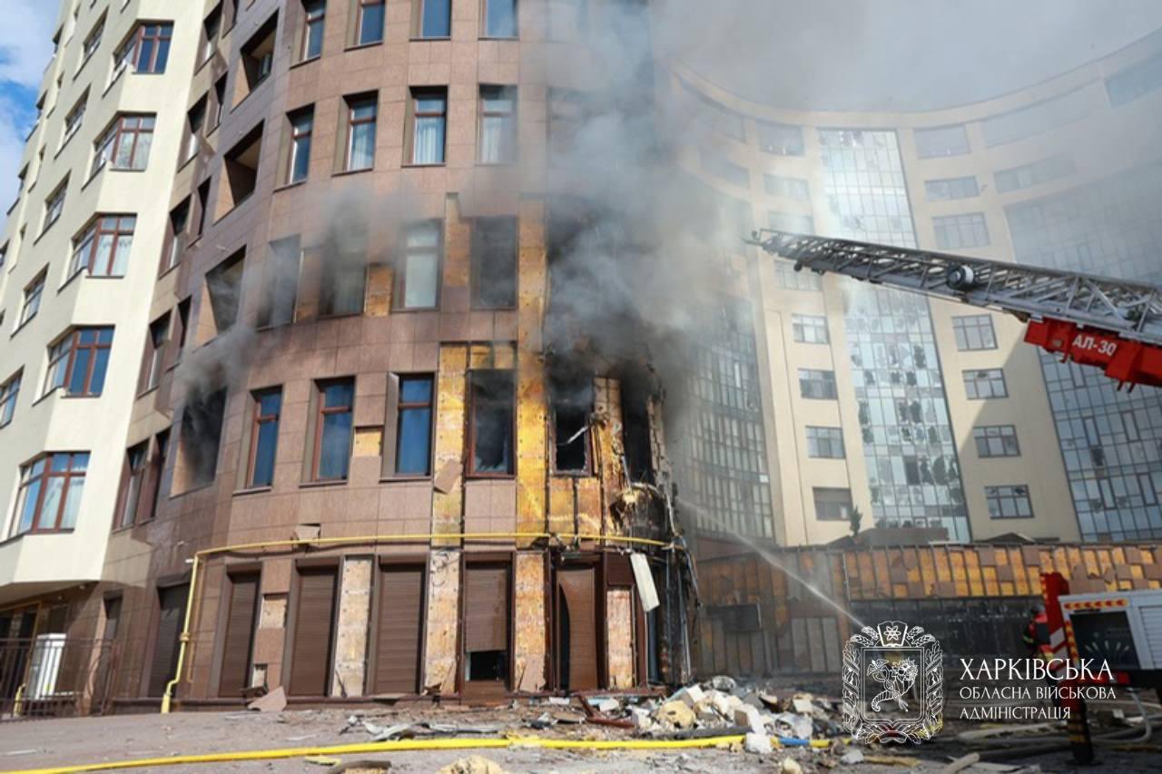 Russian Drones Strike Residential Building in Kharkiv, Fires Erupt