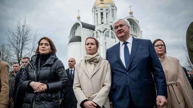 EU Delegation Led by Kallas Pays Tribute to Bucha Victims
