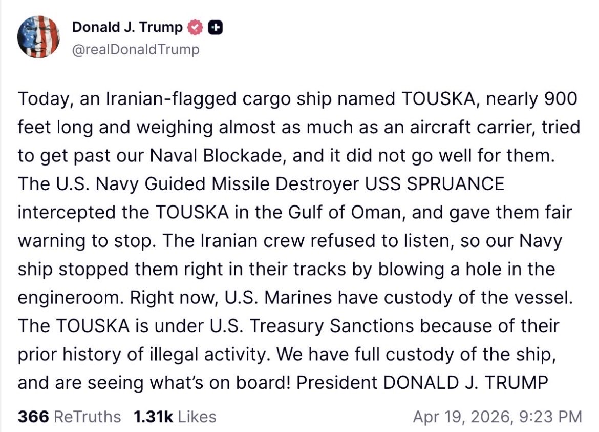 US Navy Strikes Iranian Cargo Ship in Gulf of Oman