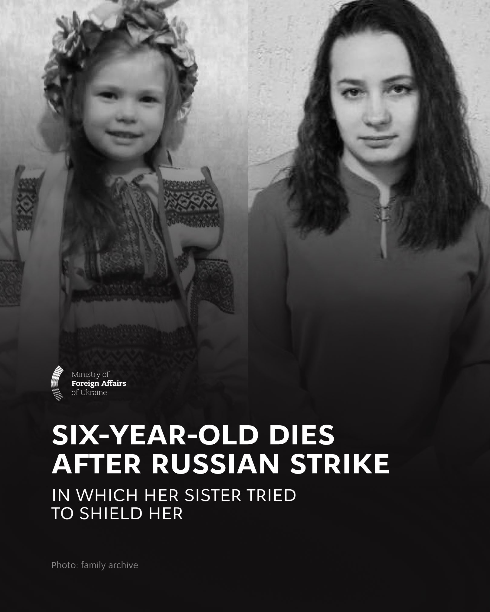 Six-Year-Old Yevheniia Dies After Russian Attack, Sister Tried to Shield Her