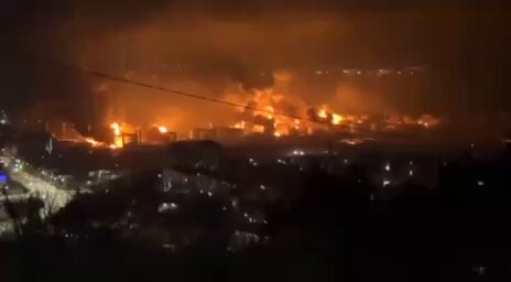 Russian Tuapse Oil Port Burns After Ukrainian Drone Strikes