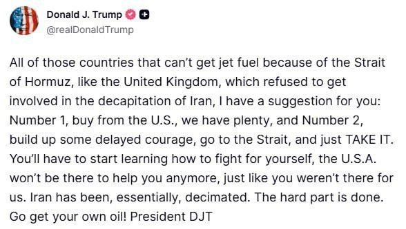 Trump Refuses Aid to Countries Blocked by Hormuz Strait
