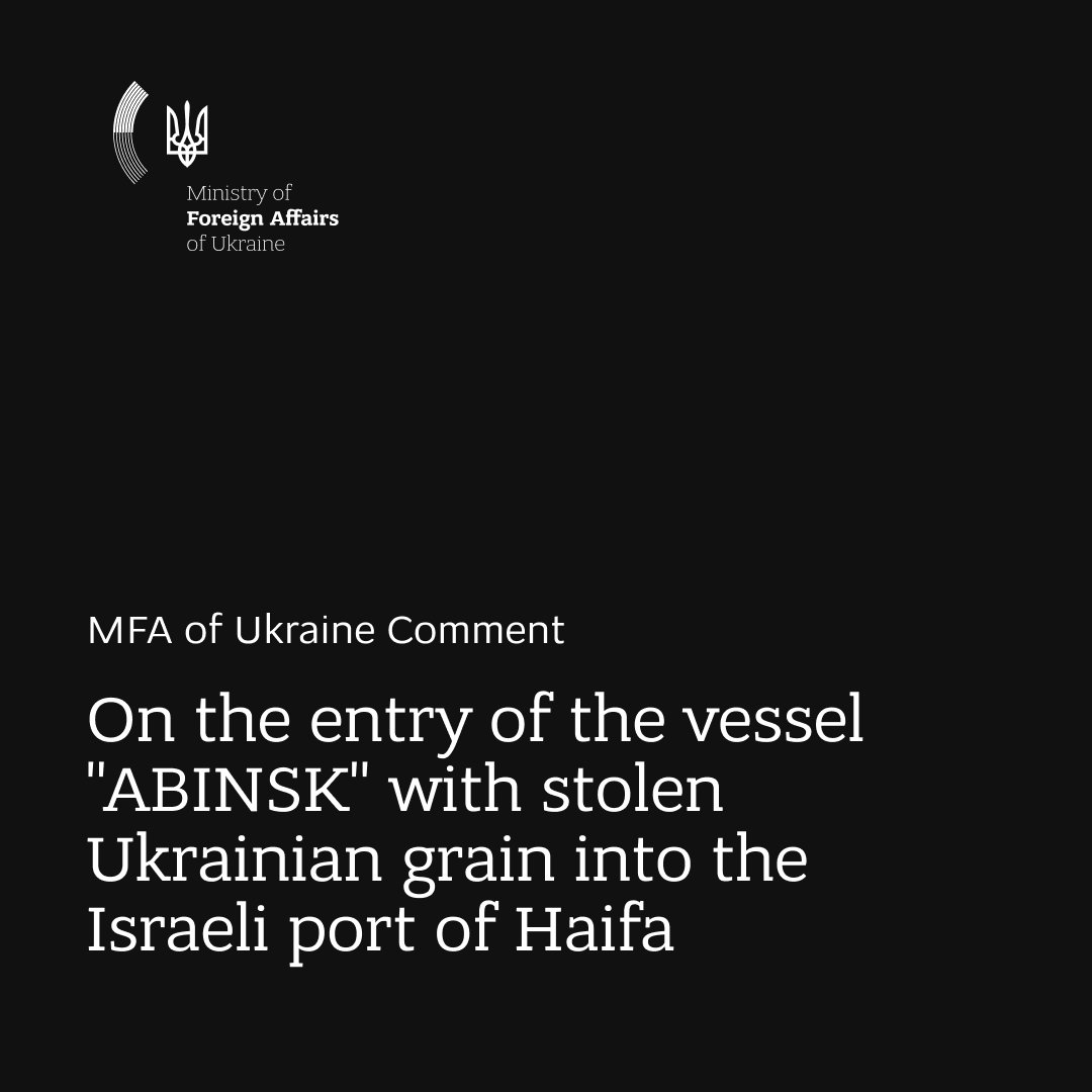 Ukraine Monitors Vessel ABINSK Carrying Wheat to Haifa Port