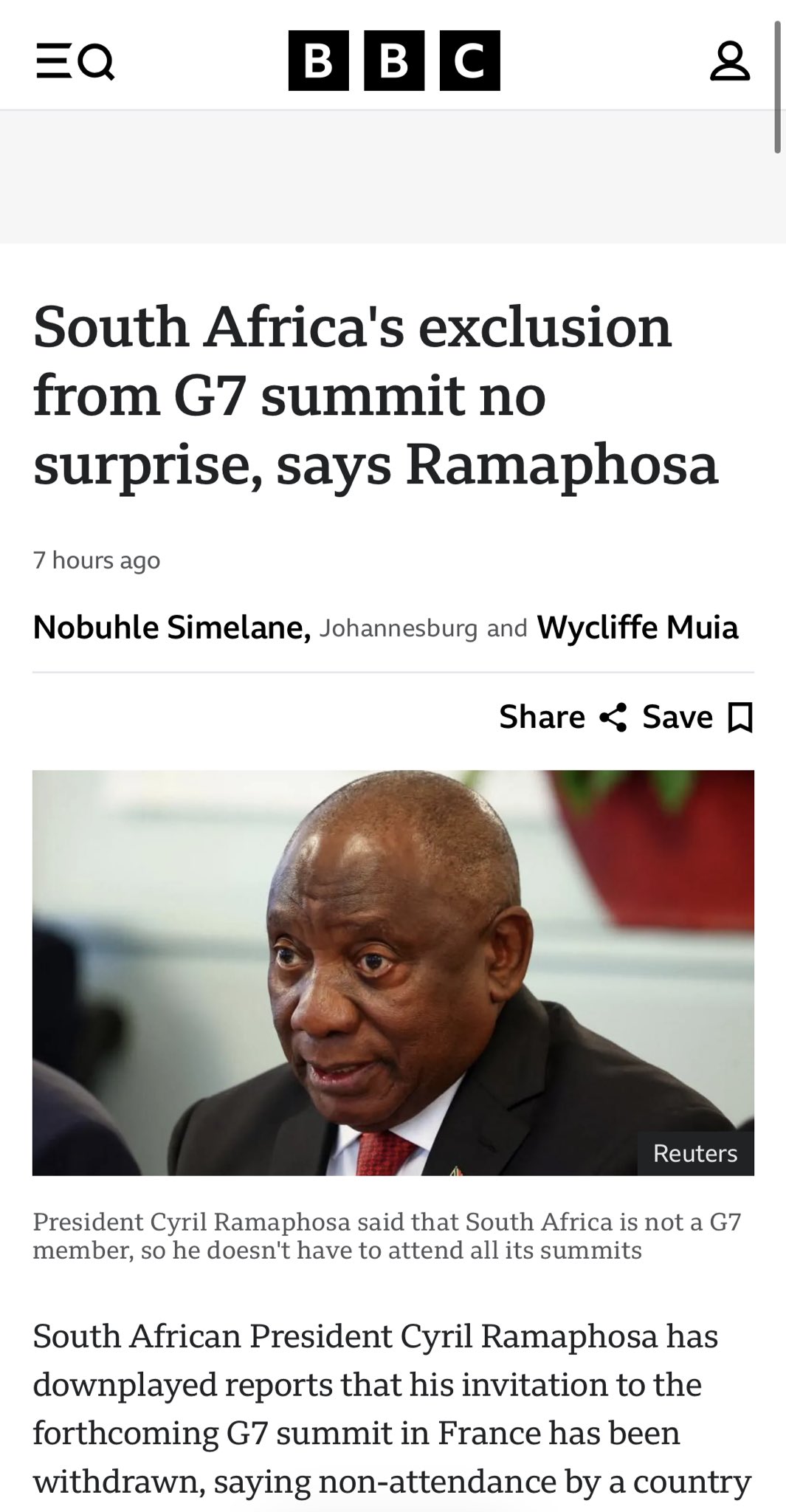South Africa Denies US Pressure Over G7 Invitation