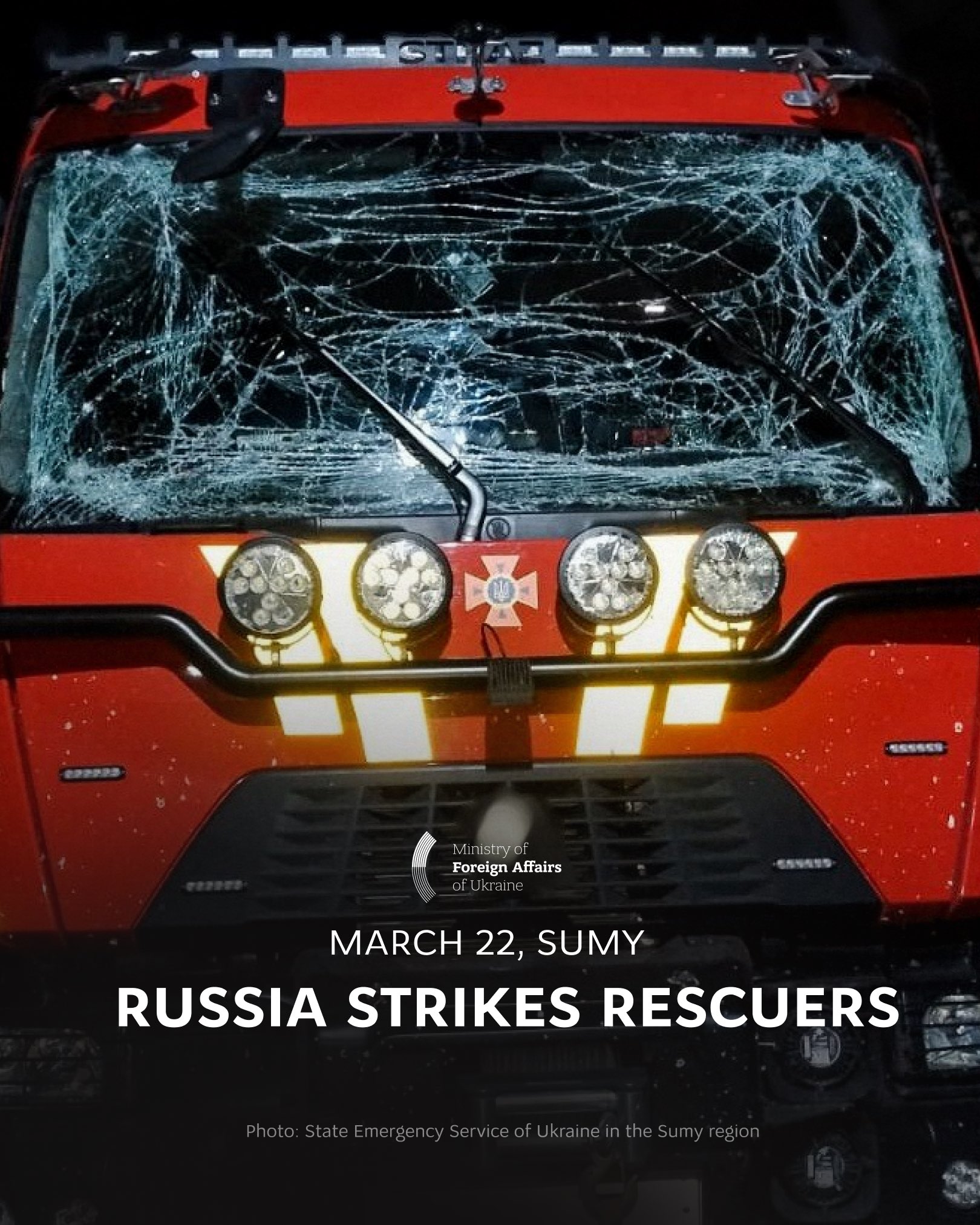 Russia Strikes Rescuers in Sumy, Damages Fire Truck