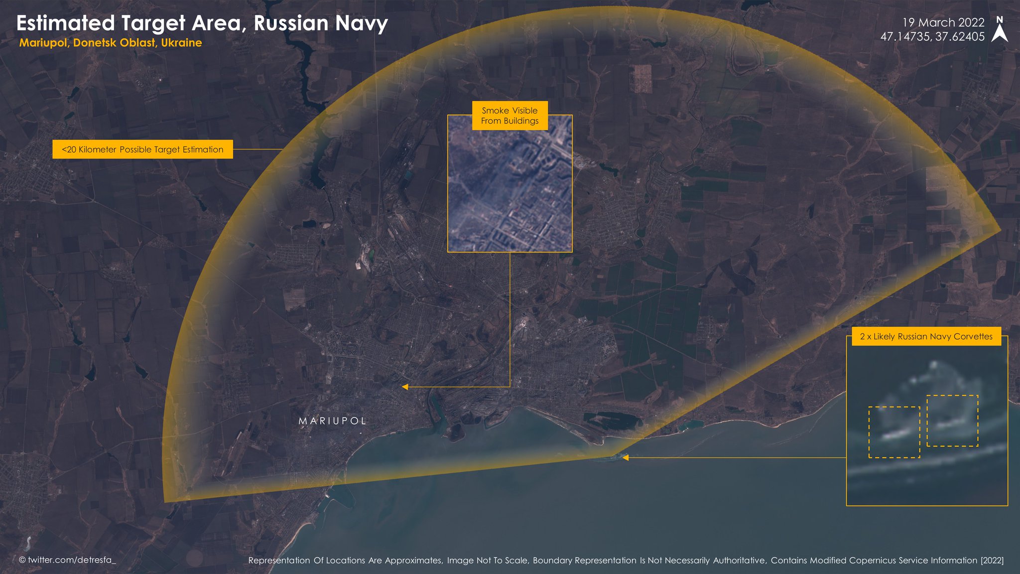 Russian ships near the coast of Mariupol
