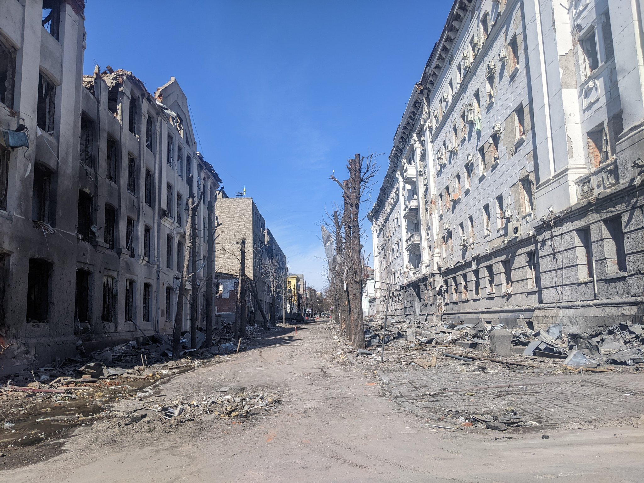 Aftermath of shelling Downtown Kharkiv geo-located