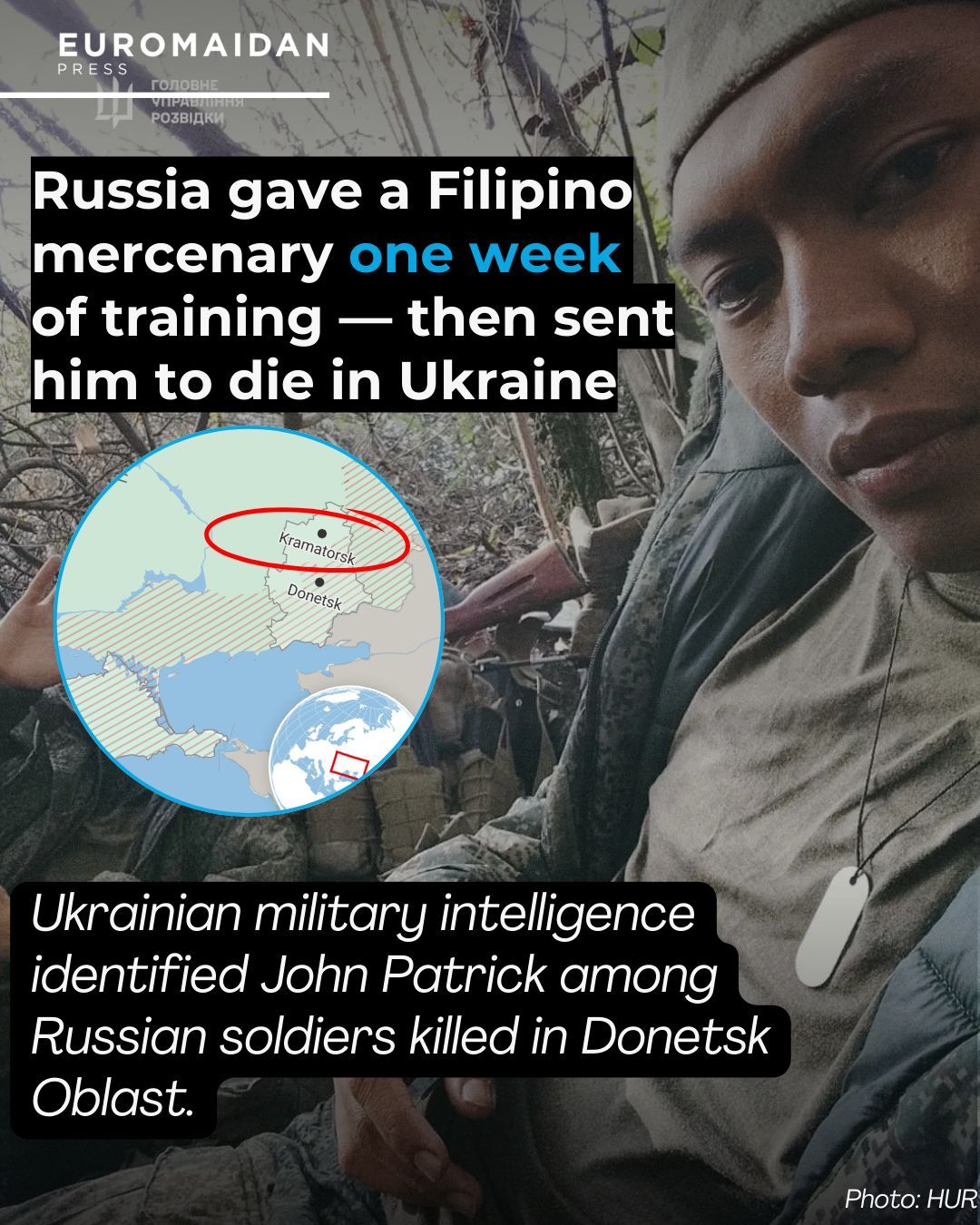 Filipino soldier John Patrick killed in Russian meat assault in Donetsk Oblast