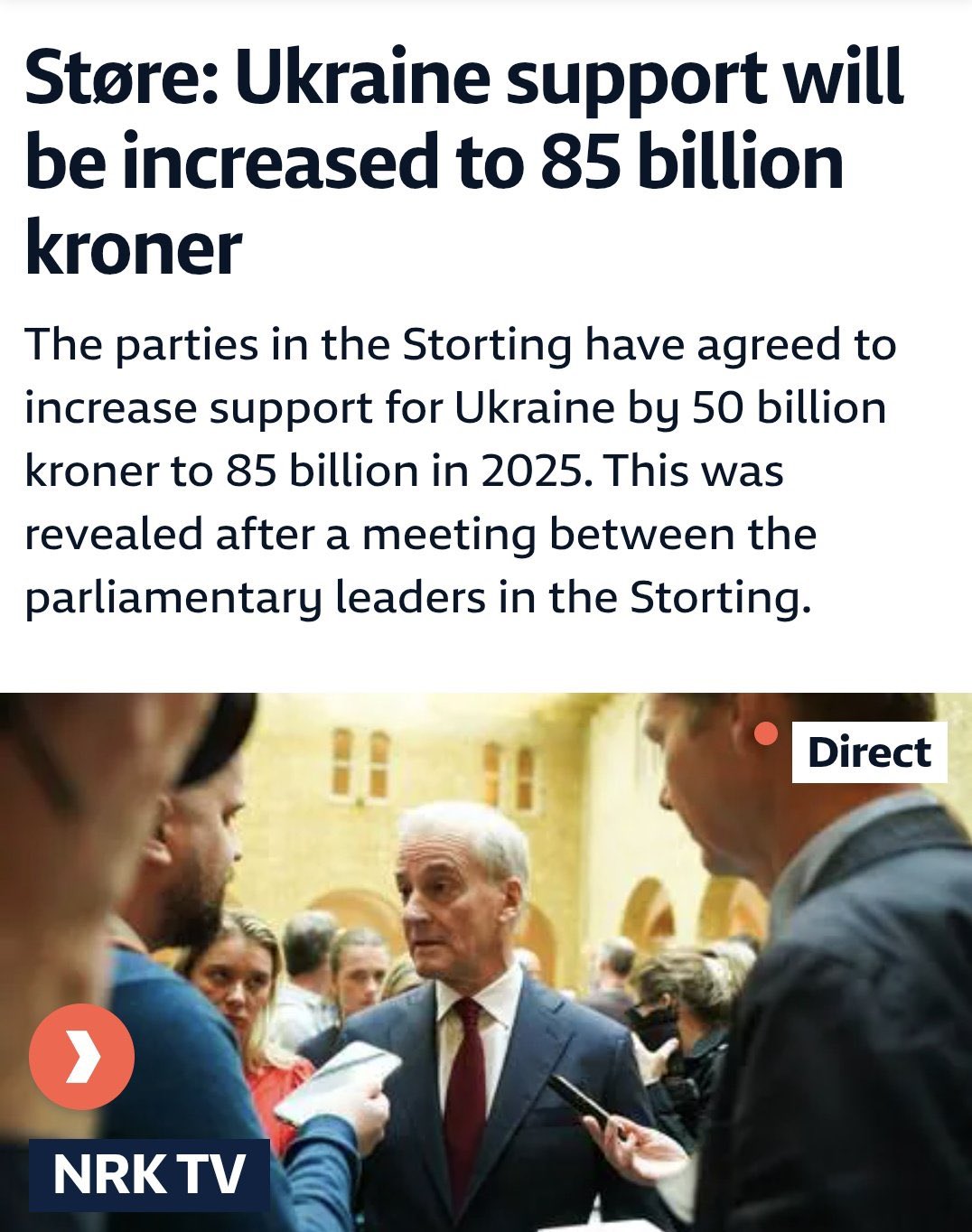 Norway boosts Ukraine aid to $8 billion in 2025