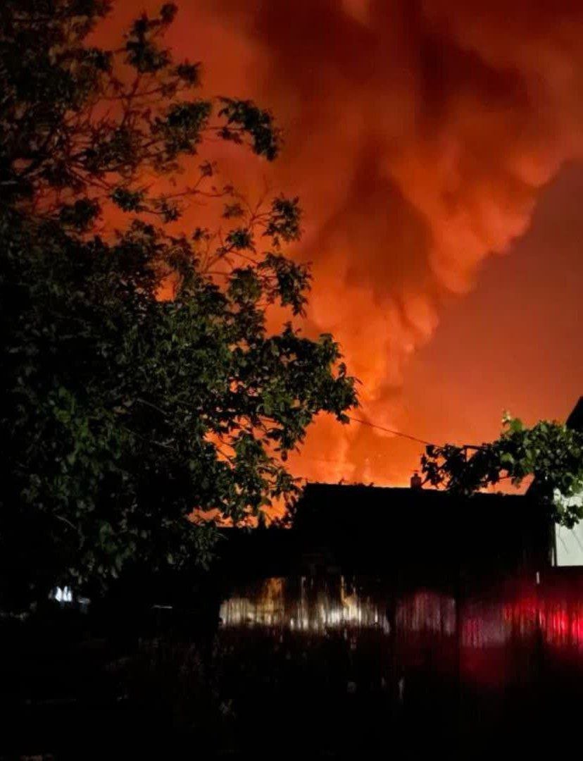 Oil depot strike and fire in Yurivka, Krasnodar Krai, Russia