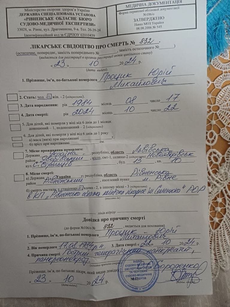 Man Dies in Rivne Hospital 7 Days After Mobilization Amid Beating Suspicions