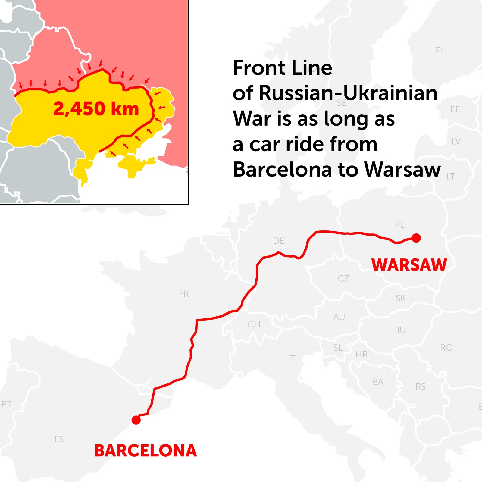 2,000 km front line: a million Ukrainians defend Europe from Russian tyranny.