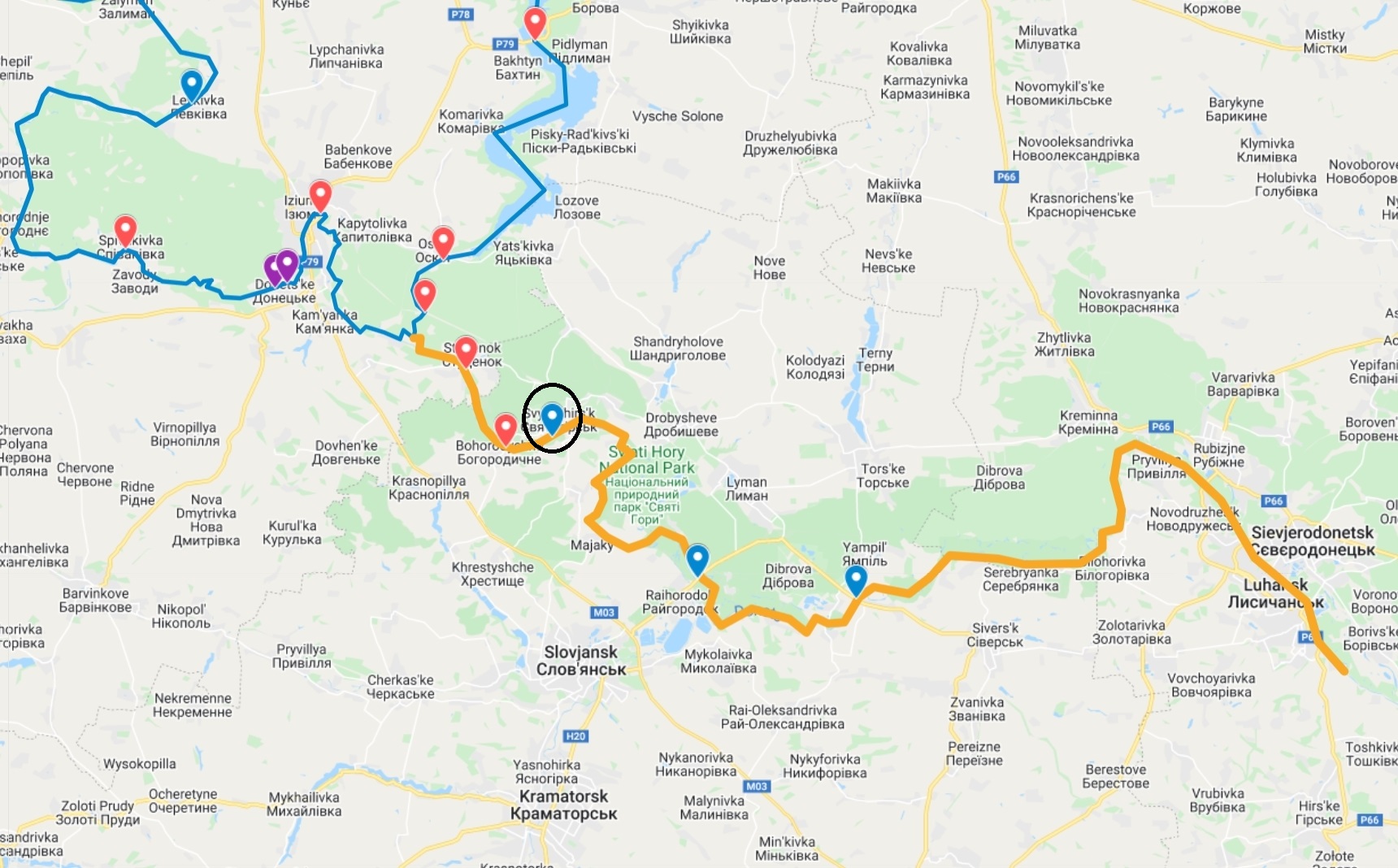 Donets/Oskil river bridges: functioning, destroyed, pontoon, and potential damage