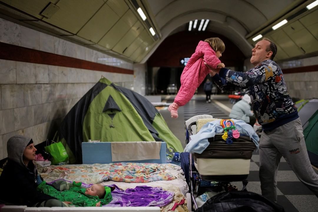 Life in Kyiv residents’ bomb shelter at metro station