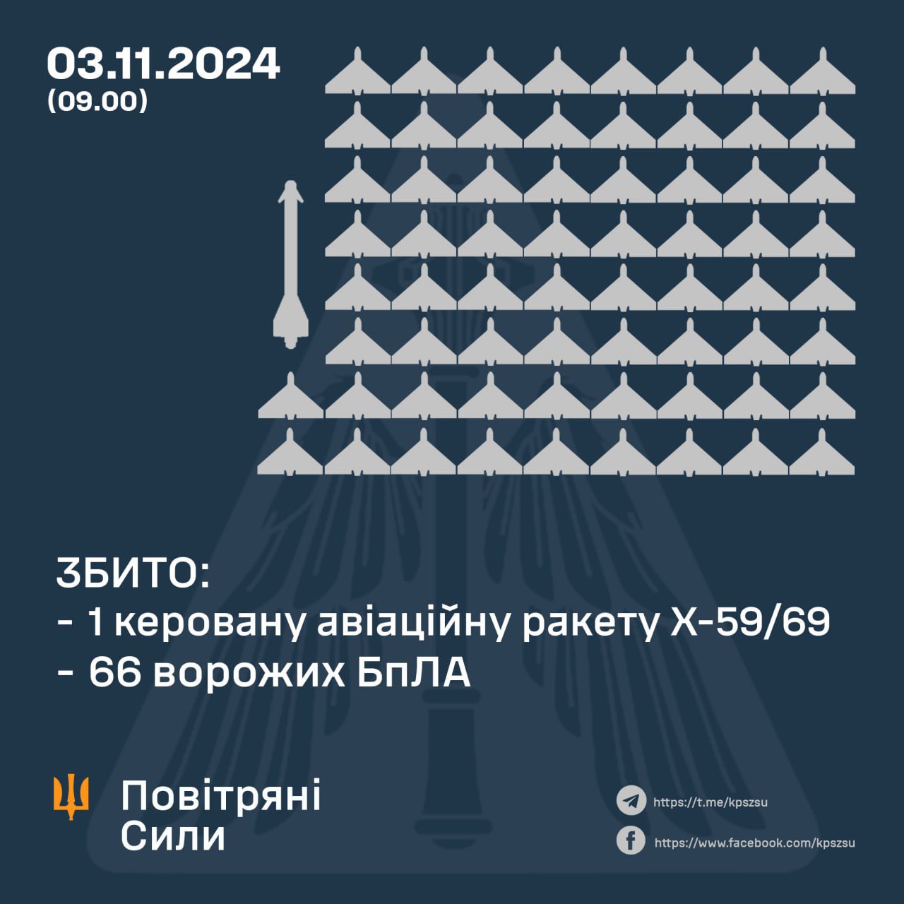 Ukraine downs 66 of 96 Russian drones