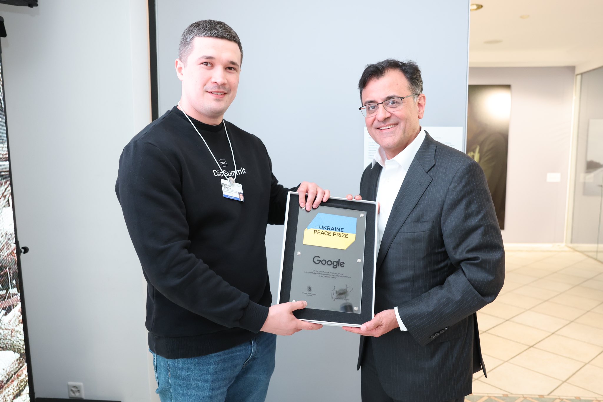 Google awarded first Ukraine Peace Prize by Minister Fedorov