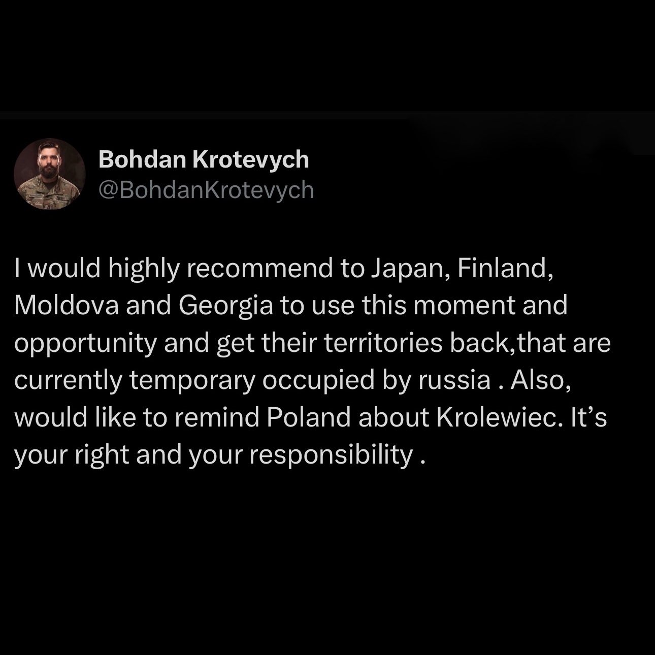 Ukrainian officer urges rectifying past wrongs of Russian occupation