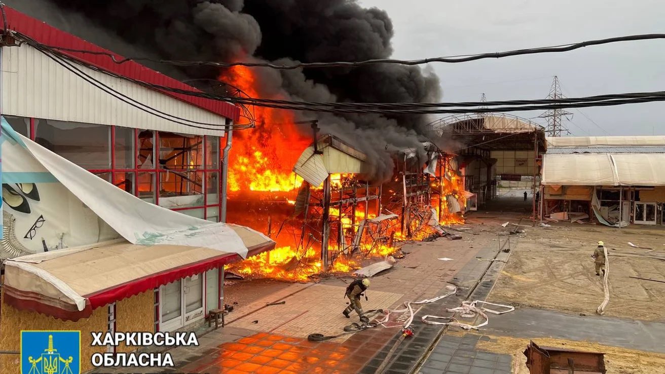 11 injured by rocket strikes in Kharkiv region; Barabashivskyi Market fire