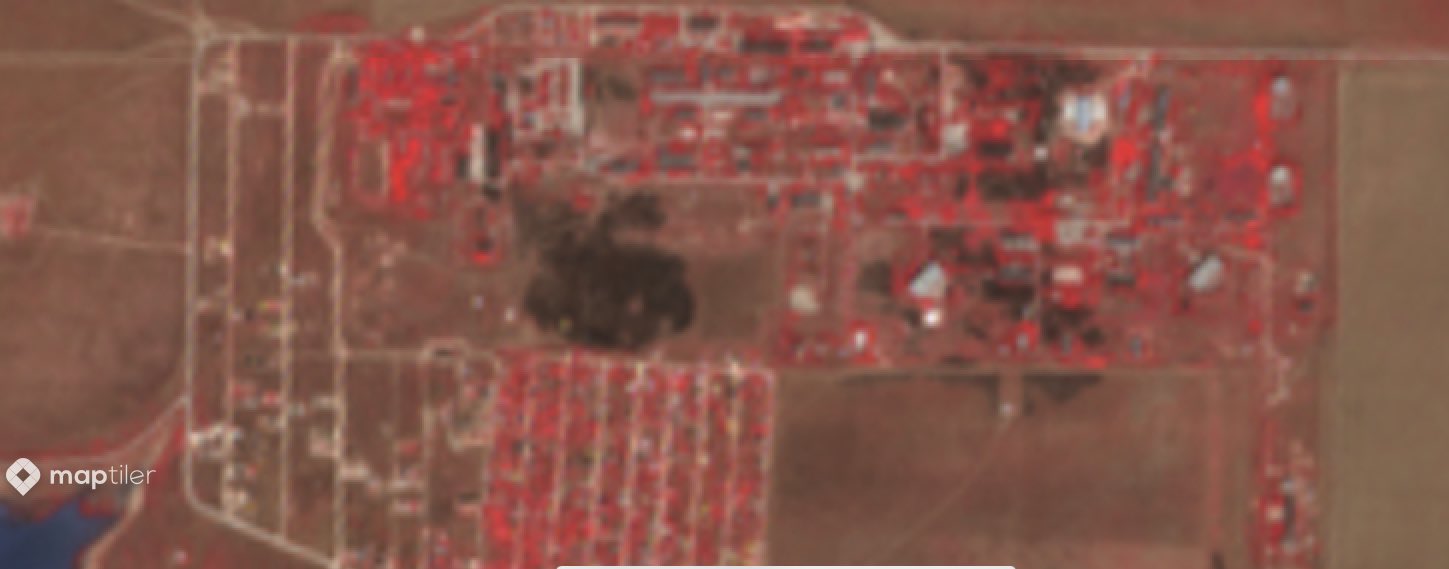 Burning traces at Yevpatoria space center after Ukrainian strikes
