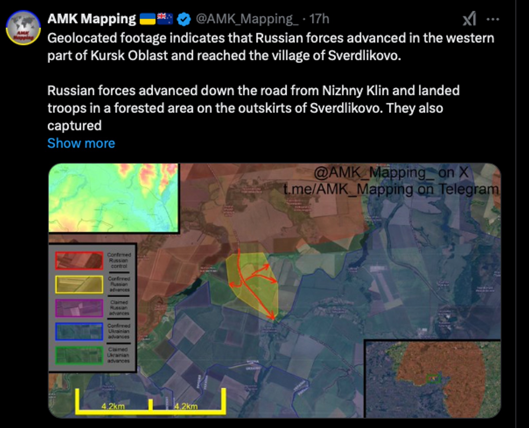 Kursk: Russian advance toward Sverdlikovo and securing the edges
