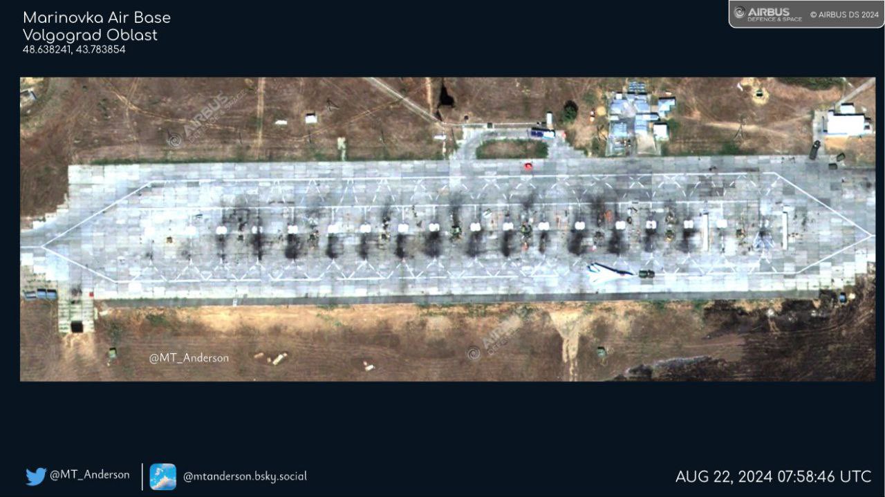 Satellite photos reveal devastation at Russian airfield after drone strikes