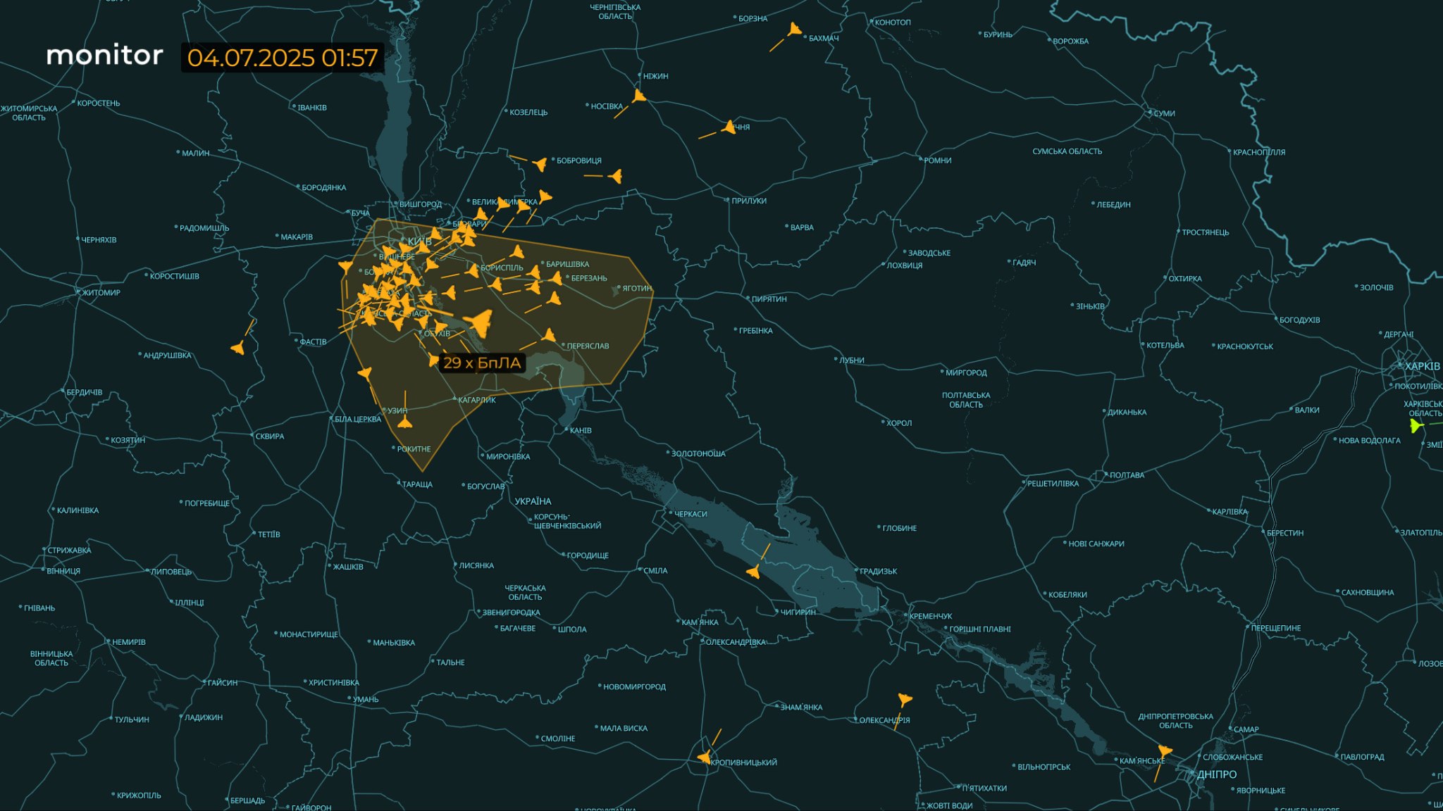 Concentration of Russian attack drones in Kyiv