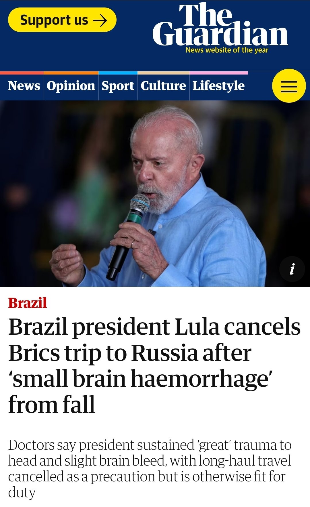 BRICS Summit: Lula Cancels Kazan Visit Due to Head Injury, Speculation Arises