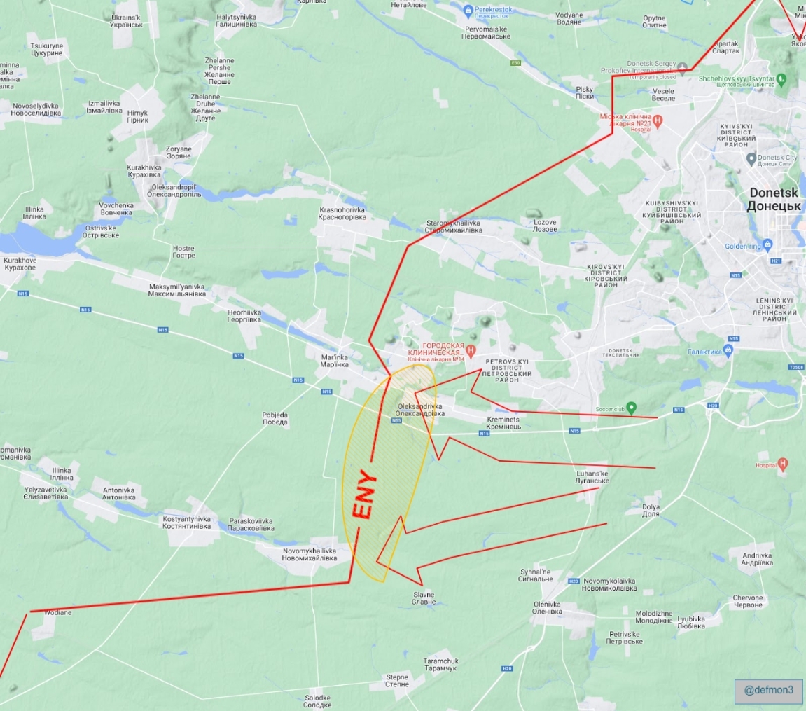 Russian forces advance on Mar’inka and Novomykhailivka (failure)