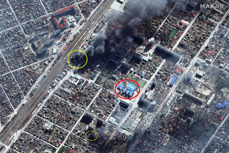 Geolocation of Irpin residential area fires near railway