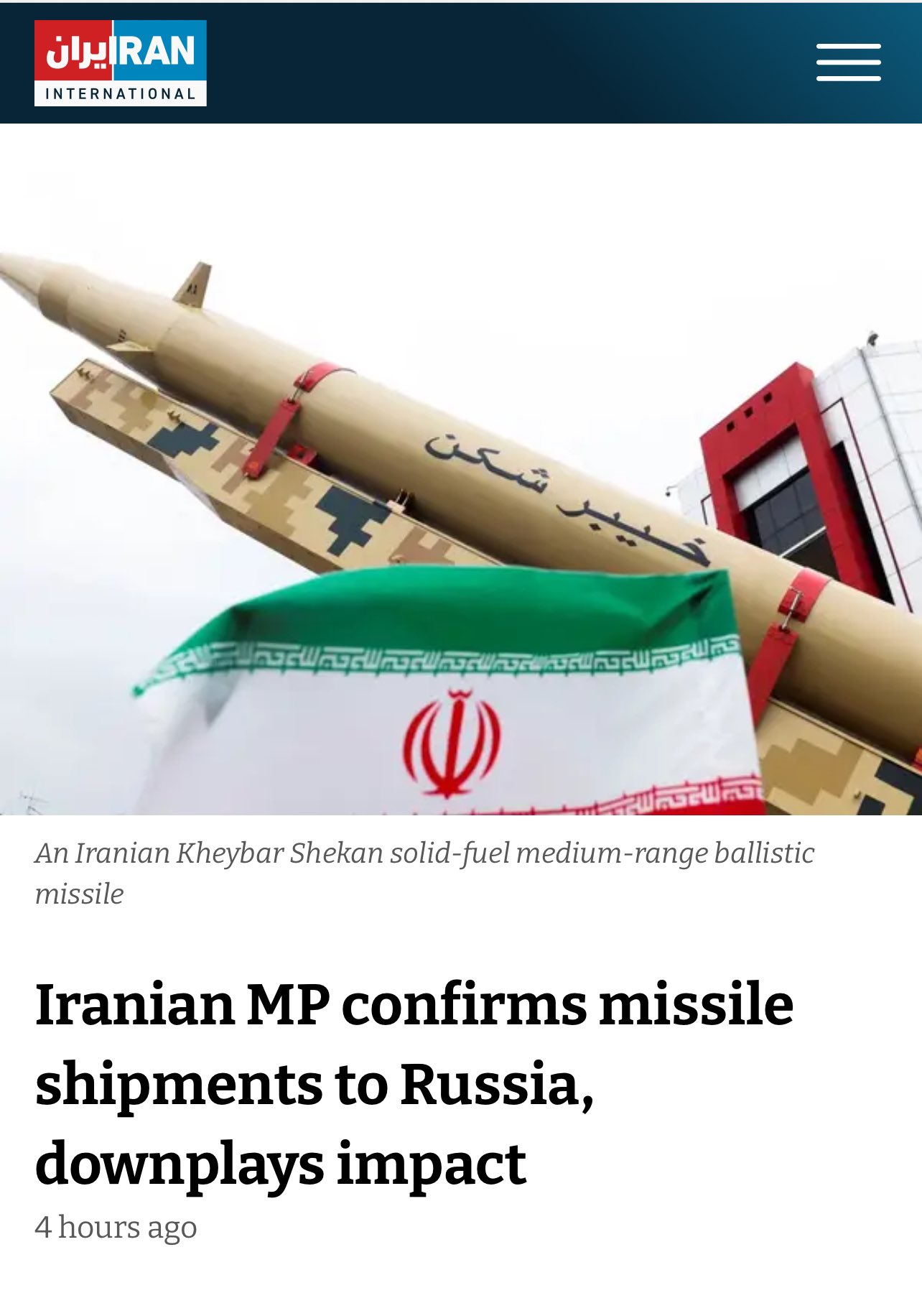 Iranian MP confirms ballistic missile delivery to Russia, downplaying Western threats