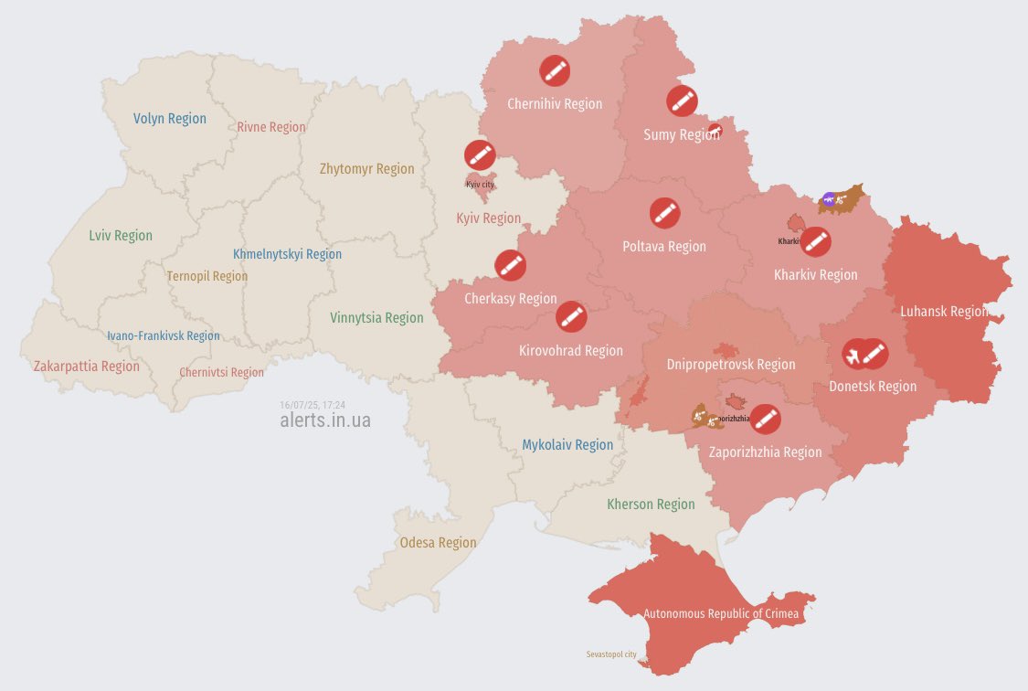 Air raid alert and ballistic missile threat in Kyiv and regions