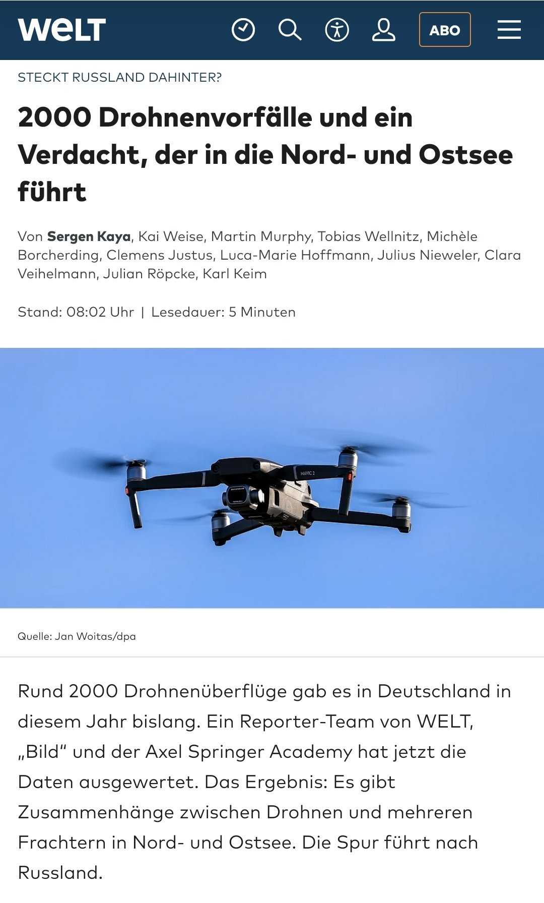 Germany investigates drone-Russia link