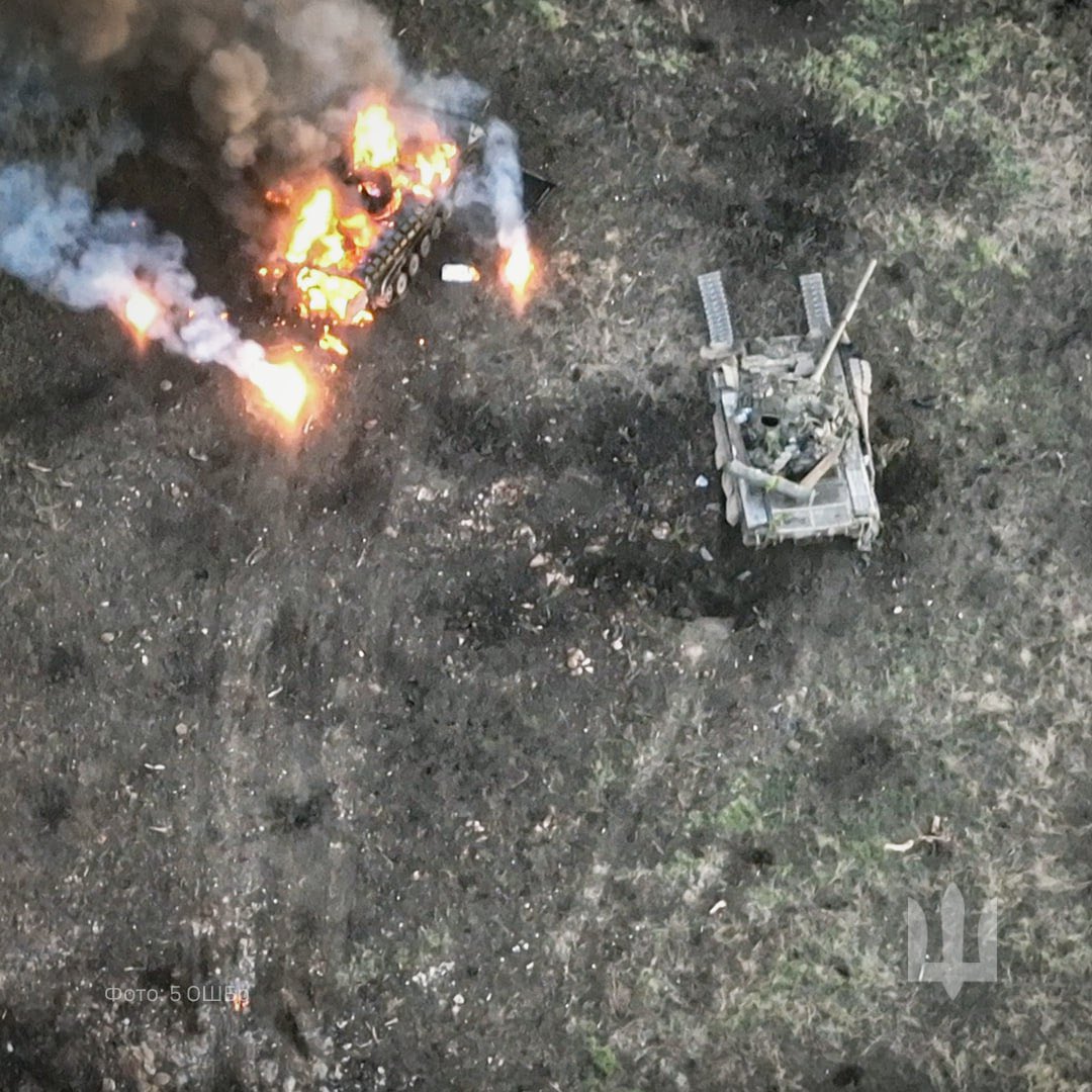 Destroyed Russian armored vehicles on front