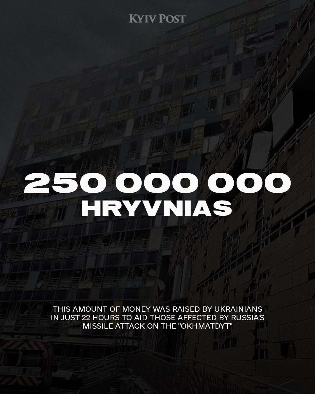 Ukrainians raise 250 million hryvnias for hospital