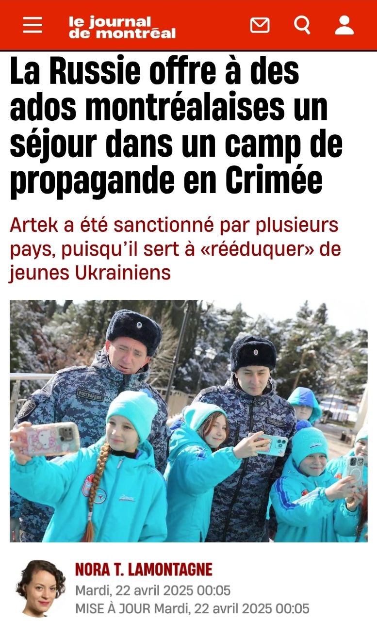 Russian propaganda camp Artek in occupied Crimea hosts winners of Canadian language competitions.