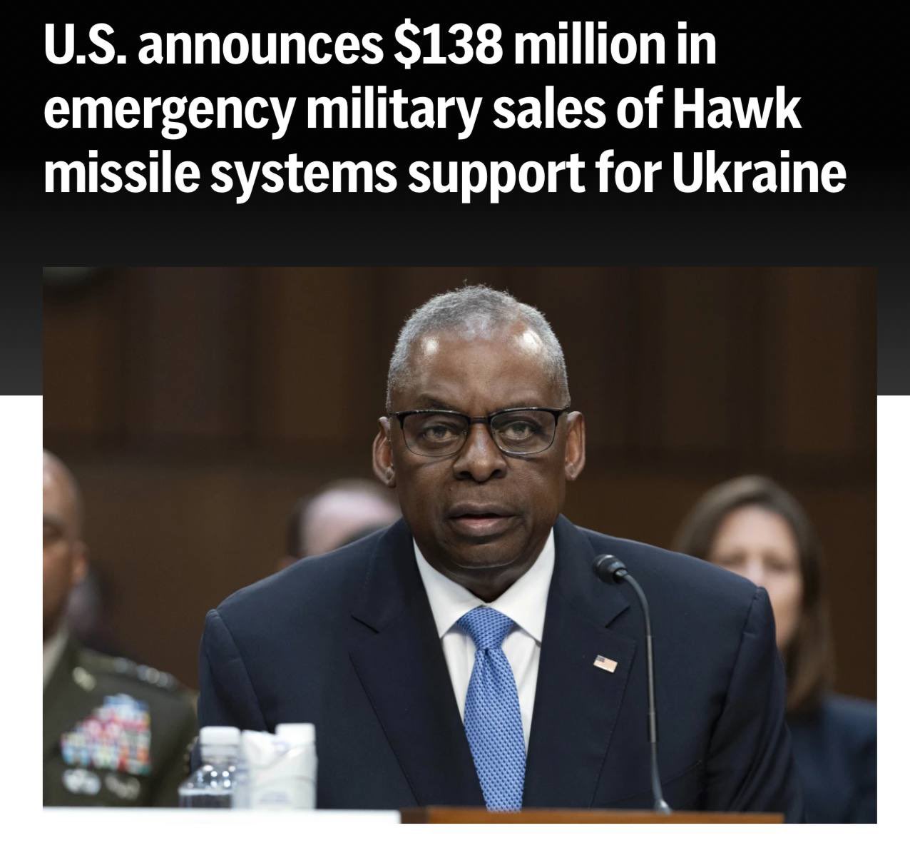 U.S. Approval of Emergency Hawk Parts Funding for Ukraine