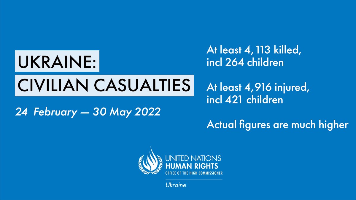 UN: 4,113 dead including 264 children in Ukraine