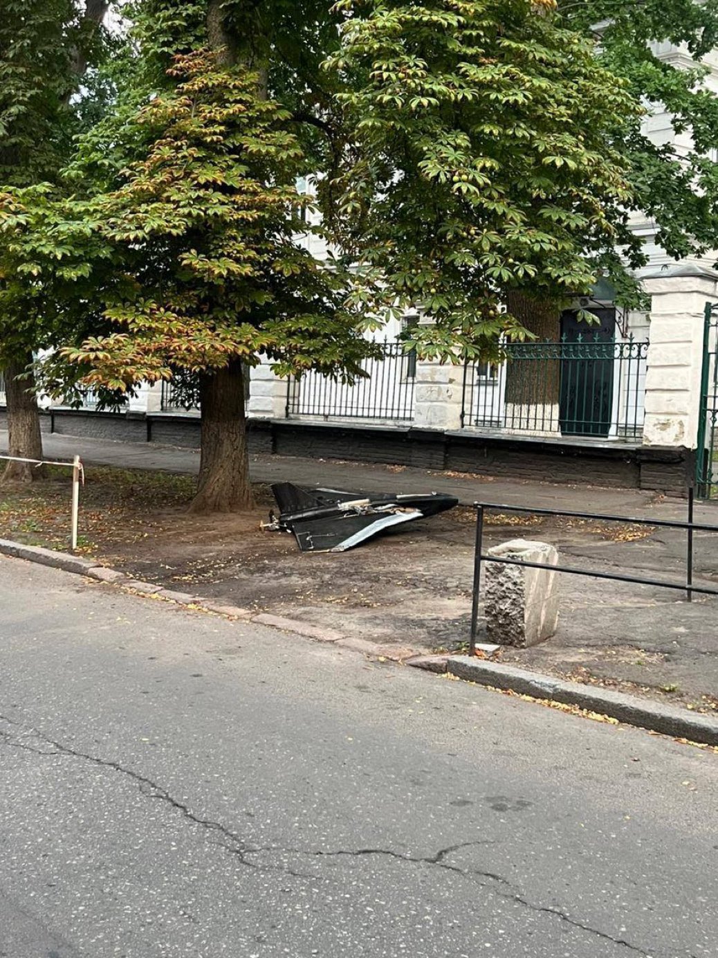 Russian drone fell in front of local hospital in Poltava