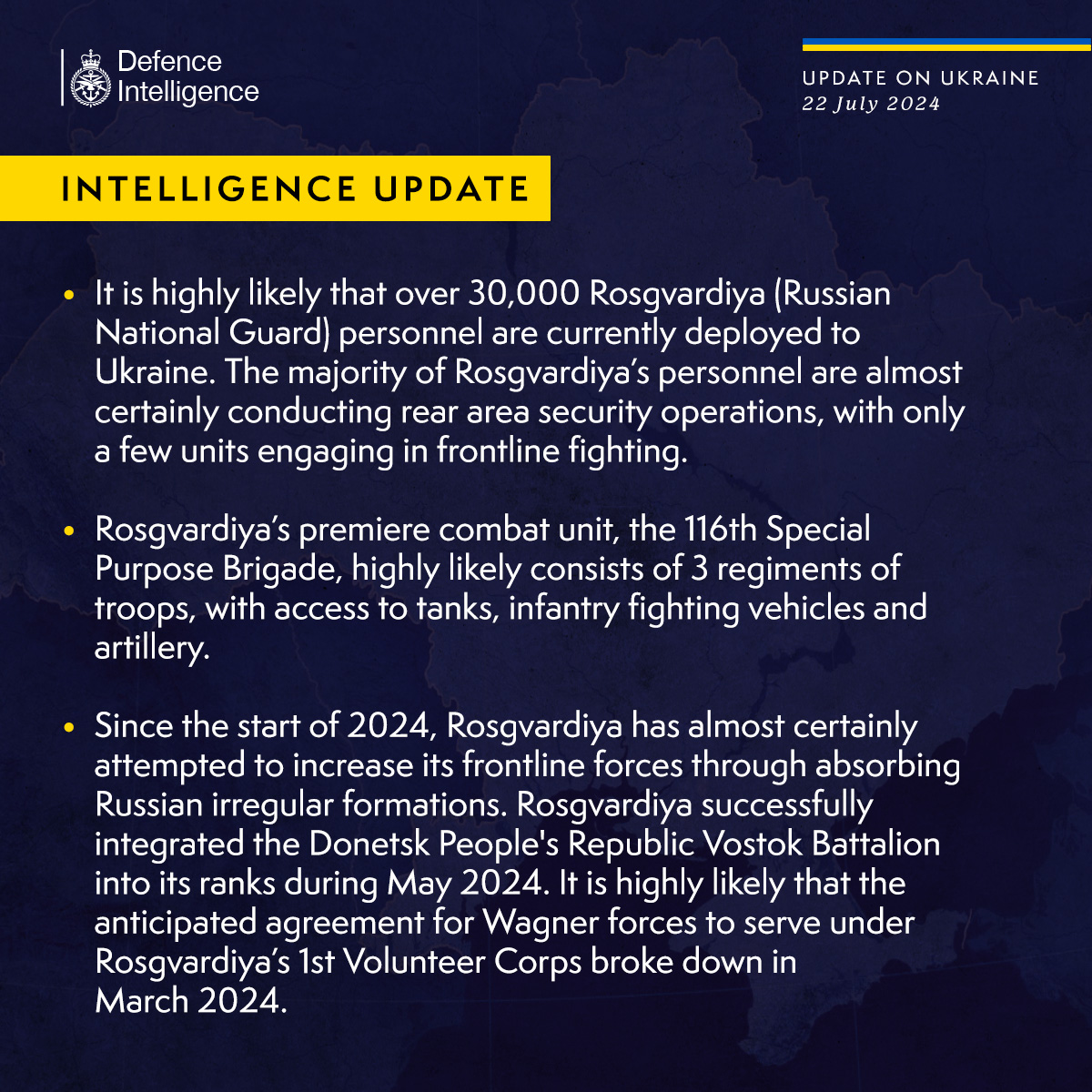 UK MoD: Over 30,000 Russian National Guard troops in Ukraine