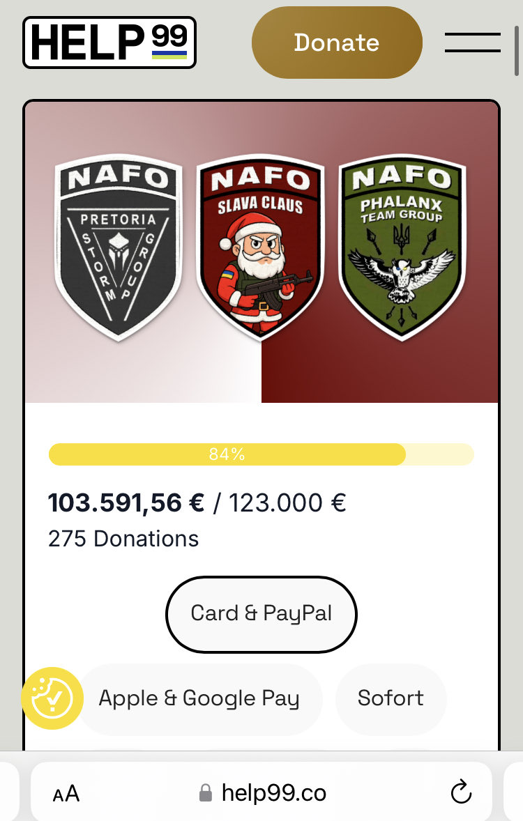 84% done with Christmas truck campaign for Ukraine