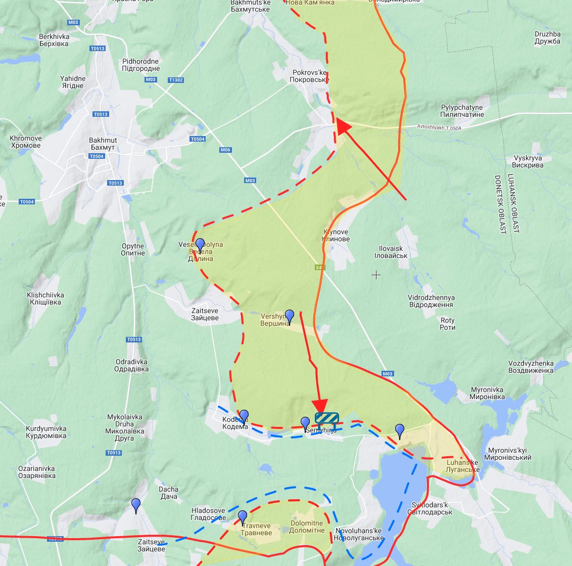 The RuAF attack on Semyhirja halted during fighting