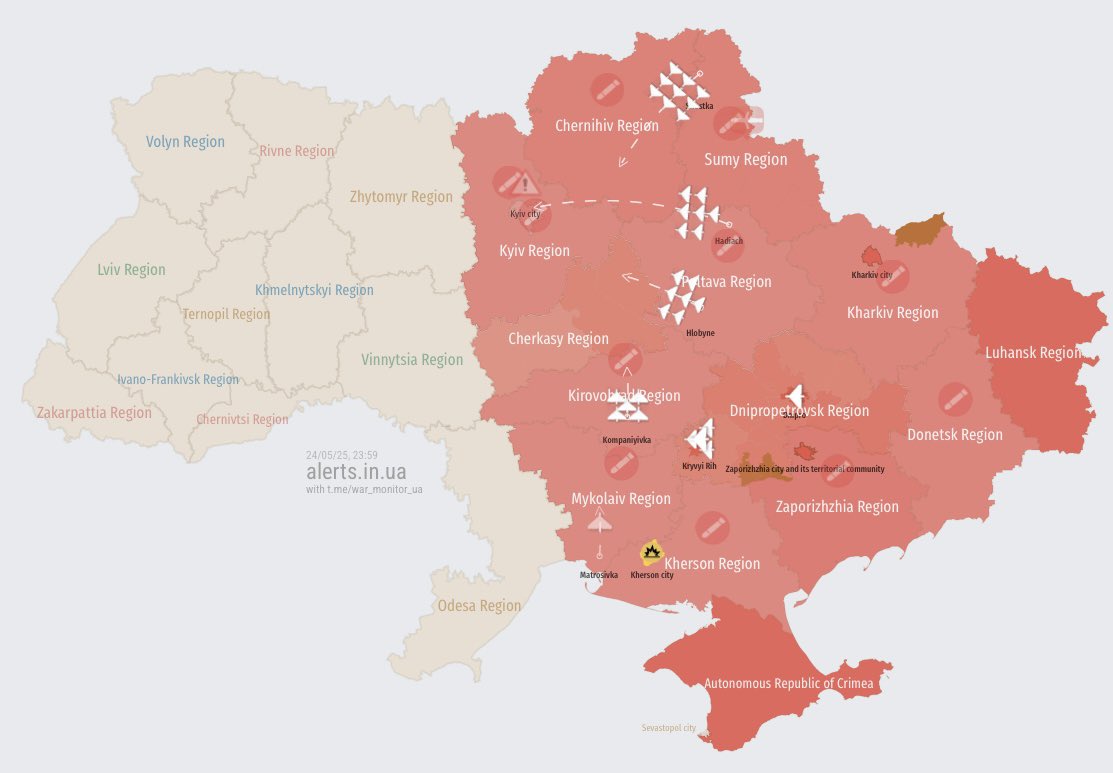 A Large Number of Enemy Drones in Ukrainian Airspace