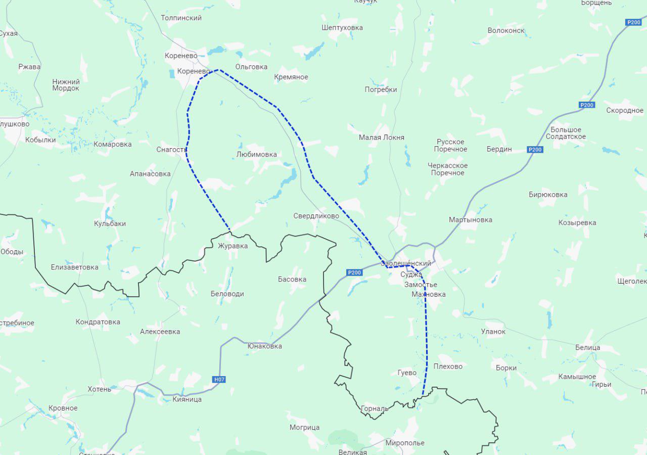 Russian military bloggers’ Kursk region map