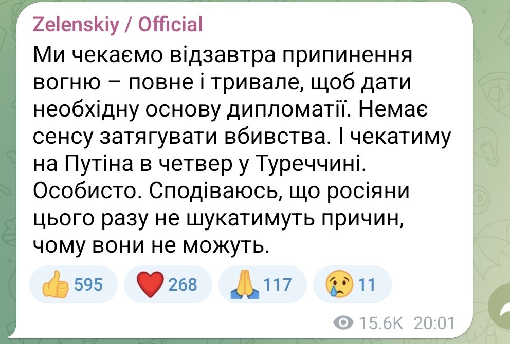 Zelensky urges ceasefire with Putin