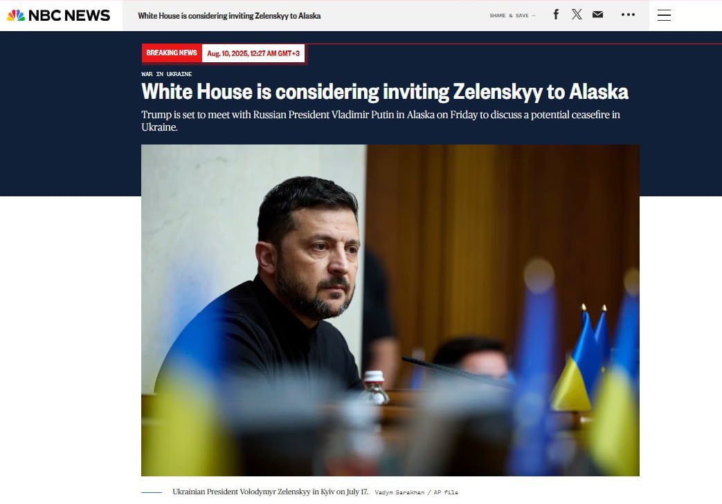 White House may invite Zelensky to Alaska for Putin-Trump meeting