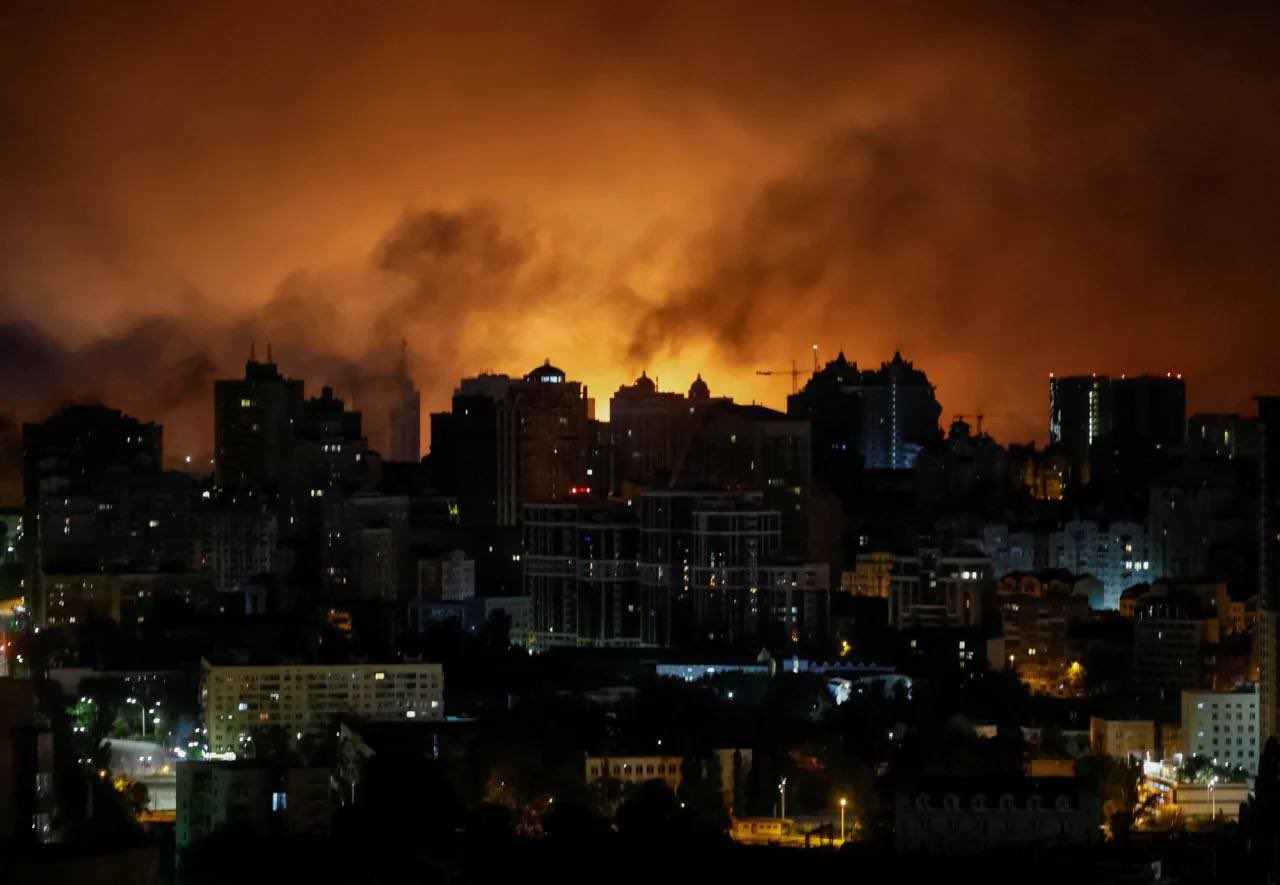 Russian drone barrage hits Kyiv, strikes former European embassy