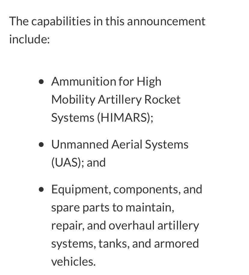 The new U.S. military aid package to Ukraine