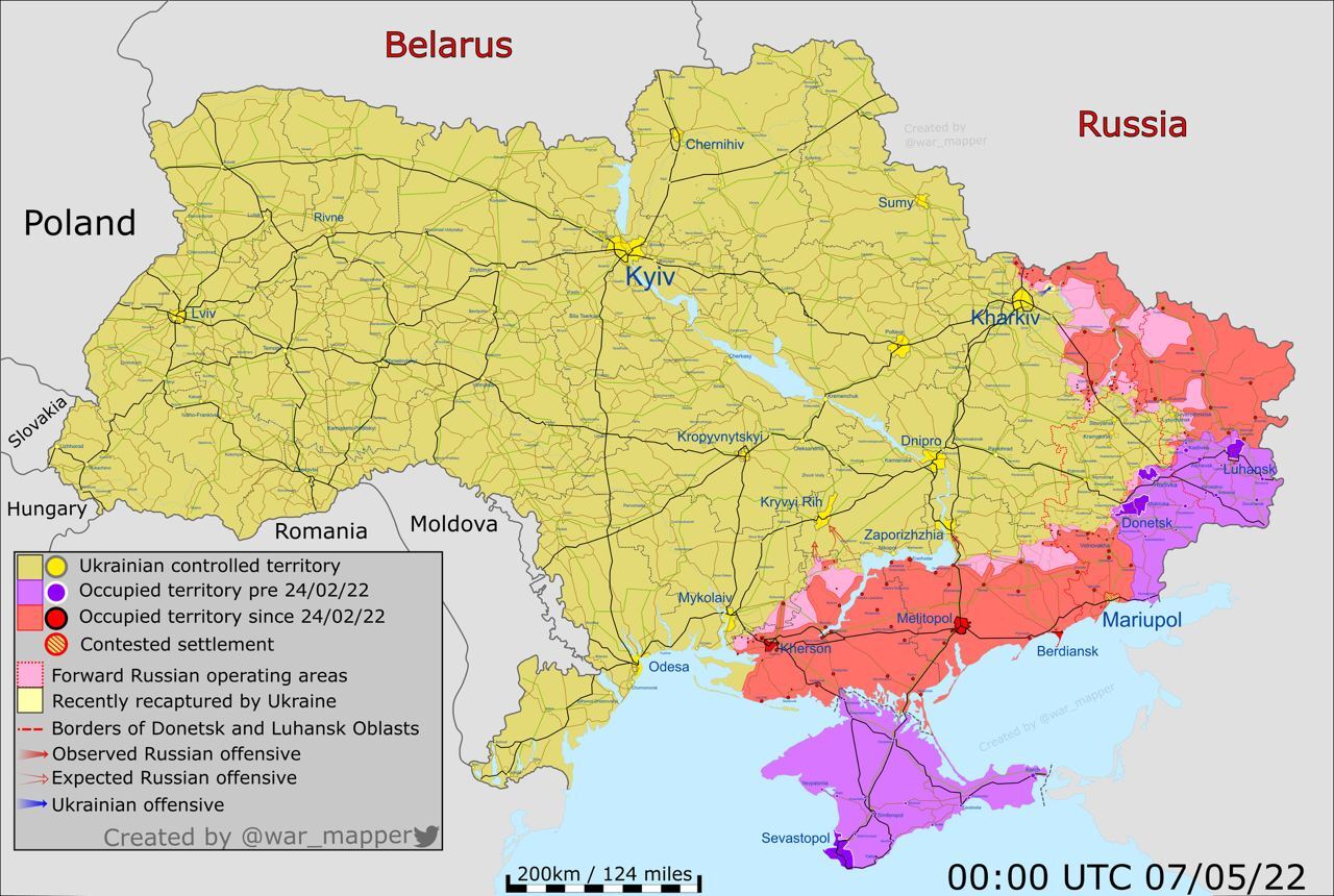 Map of Ukraine war situation May 7 2022